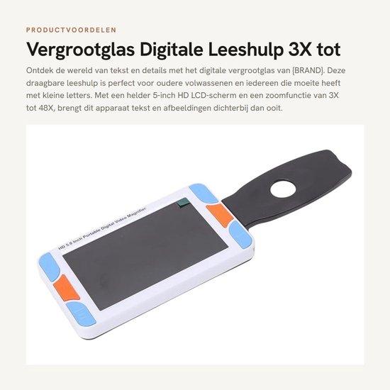 Vergrößerungsglas mit digitaler Lesehilfe - 3- bis 48-fache Vergrößerung - Tragbar und kompakt - 5-Zoll HD LCD-Bildschirm - Elektronisches Lupenglas - Geeignet für Senioren...