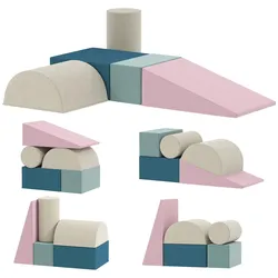 WEICHES-KINDERSPIELSET 7er Set Samt-30D-PU-Schaum Mehrfarbig