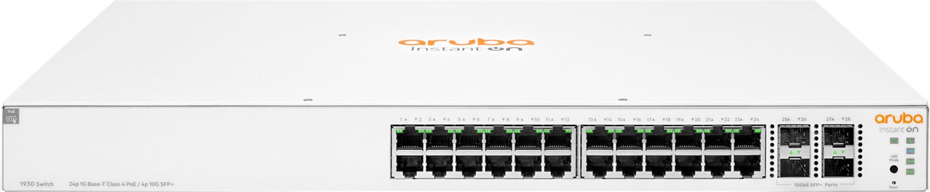 HPE Aruba Networking Aruba Instant On 1930 Managed L2+ Gigabit Ethernet PoE Switch voor Rackmontage 1U
