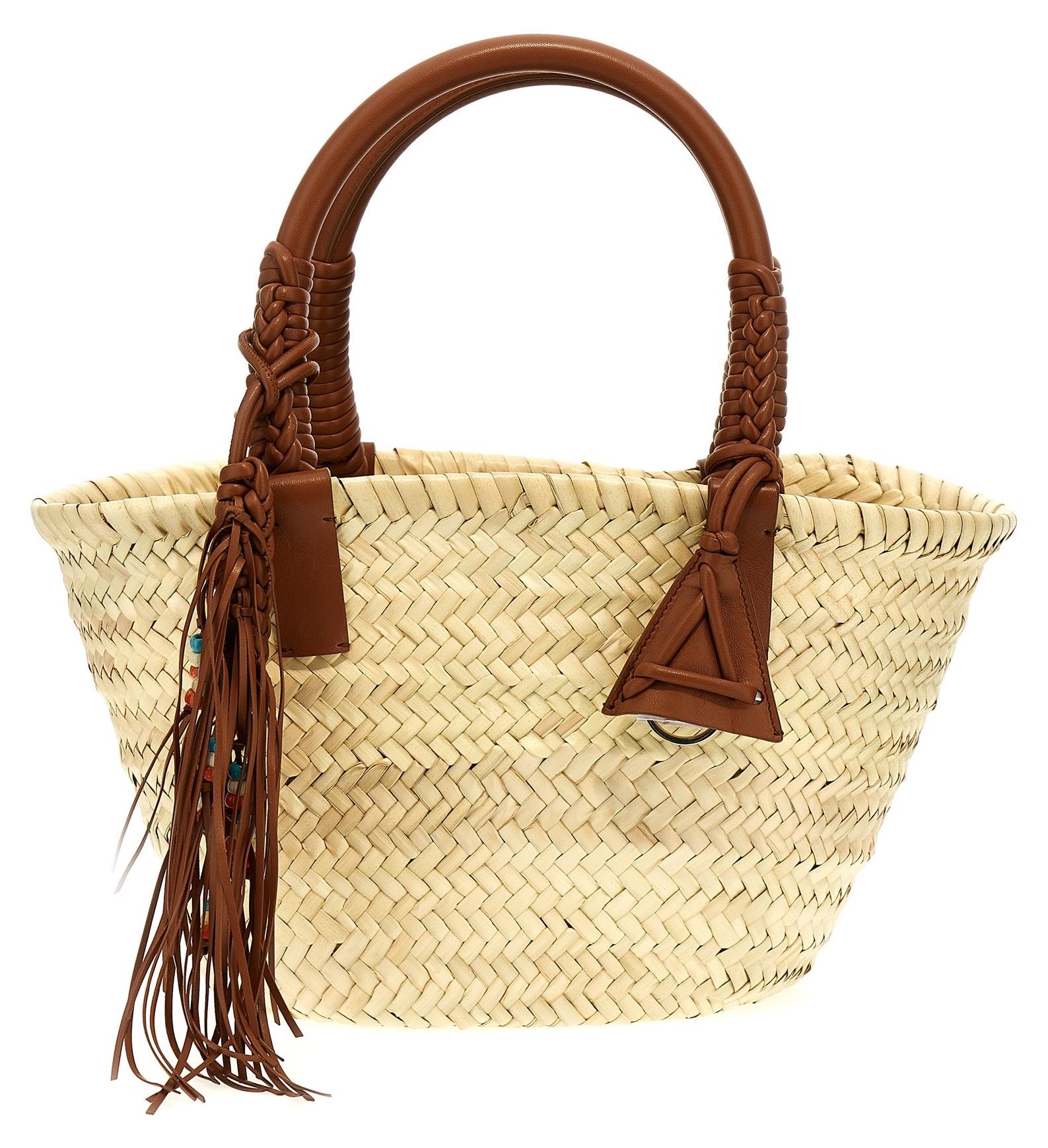 Alanui Icon Palm Leaf Small geflochtener Shopper Lederhenkel