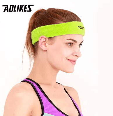 Inspire Picks AOLIKES Cotton Sports Sweat Headband Absorbent Sweatband For Men & Women, Yoga, Running & Fitness green