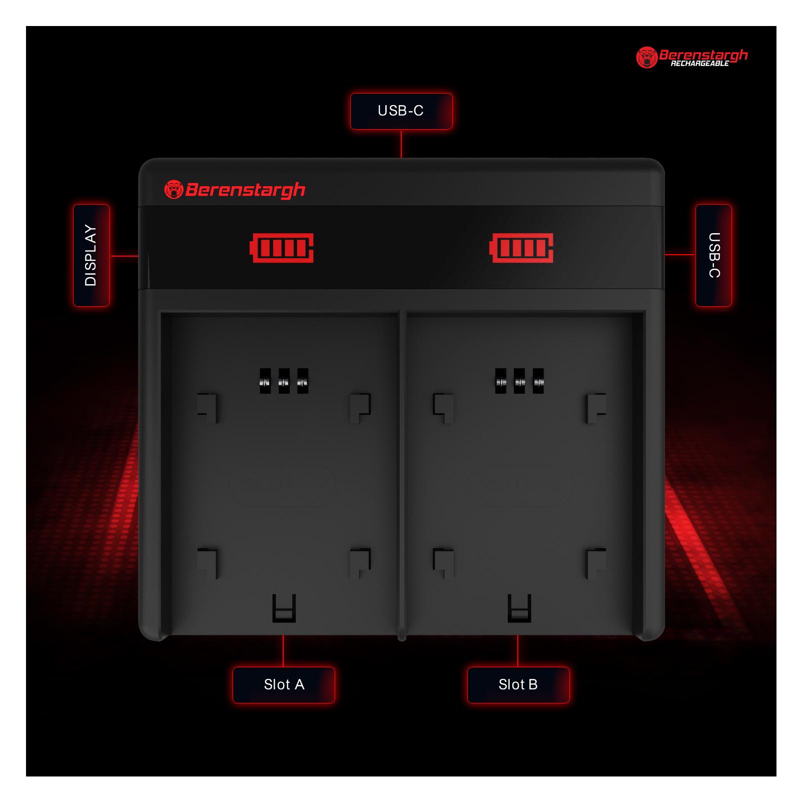 Berenstargh Dual PD Hyper Ladegerät f. Nikon EN-EL9 USB-C in/out Powerbankfunktion (Kamera Akku Ladegerät) (61064107)