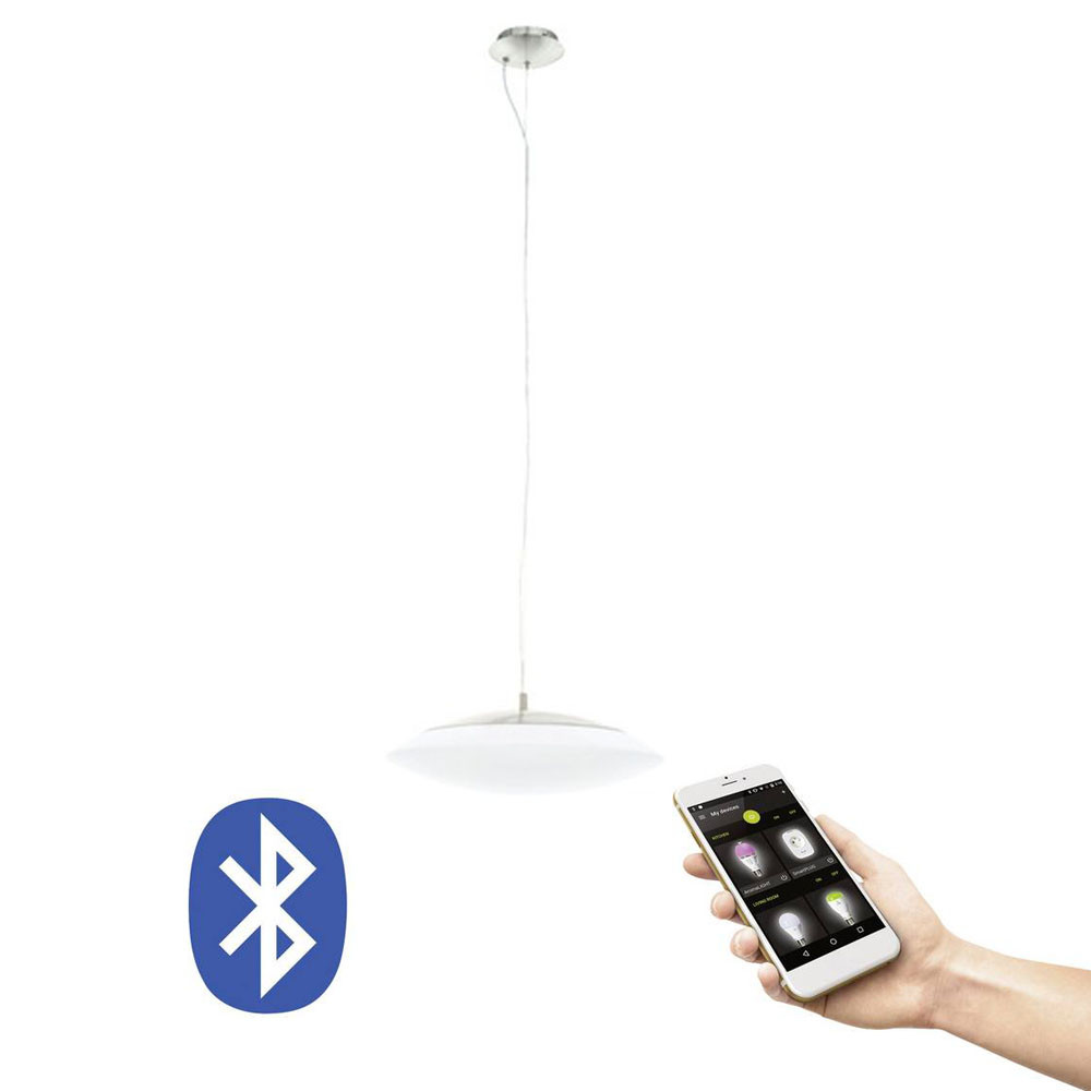 Eglo Frattina-C Slim Hanglamp met Bluetooth, Satijnstaal Wit