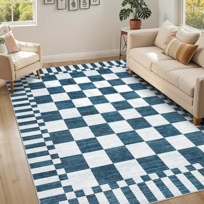 Garvee Modern Checkered Geometric Washable Area Rugs for Living Room