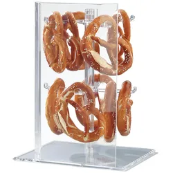 A.G.L. Brezel- und Wurstständer, mit Hustenschutz, 8 drehbare Arme aus Acrylglas, optimale Platzierung auf Theken