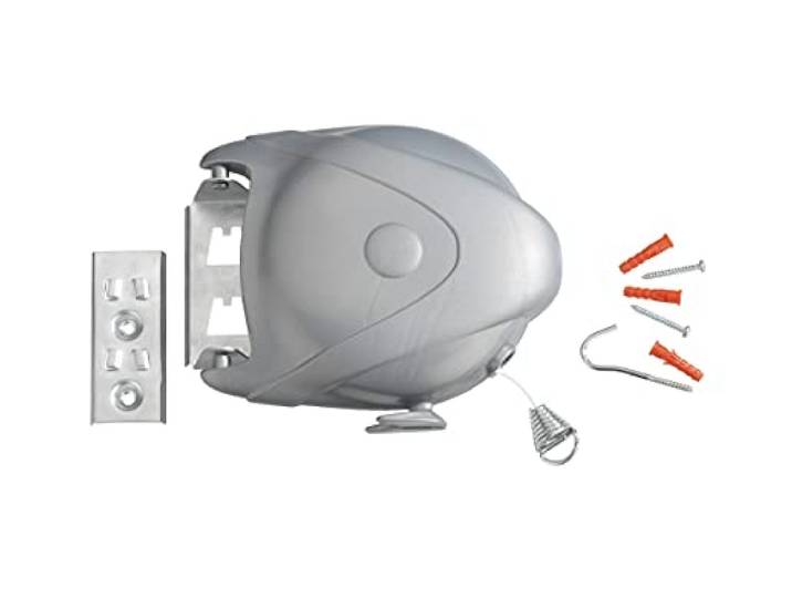 WENKO Wäscheleine Mod. Jumbo 15 Meter, ausziehbar mit Automatik Grau