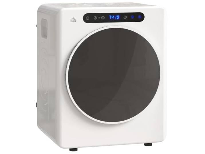 HOMCOM Mini Sèche Linge Évacuation 3kg 1000W Modes Extra Dry et ECO Blanc Sèche-Linge Électrique Compact\, Cuve en Acier Inoxydable\, Charge Frontale\, Minuterie\, pour Appartement\, Maison\, Camping-Cars