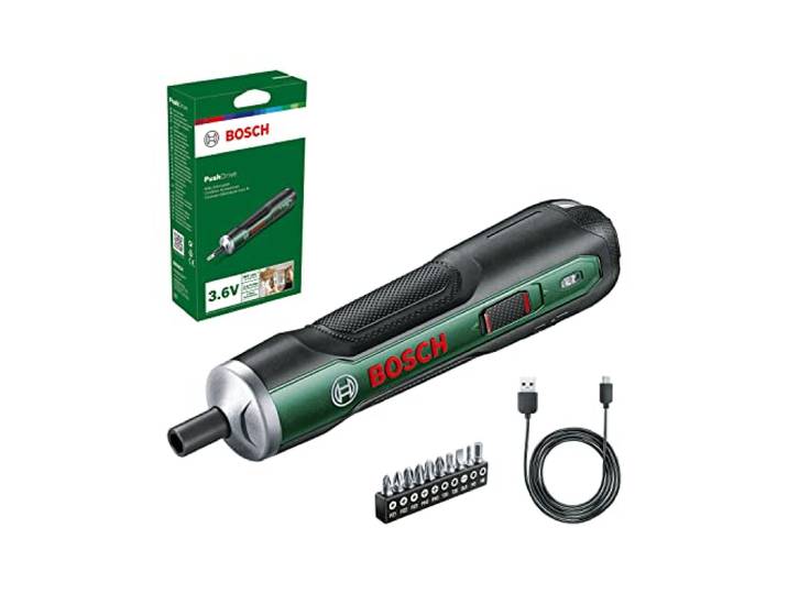 Bosch Akkuschrauber PushDrive Starter Set (3,6V; 1,5Ah; 5,0 Nm; 10x Schraubendreher-Bits; mit Mikro-USB-Kabel; im Karton)