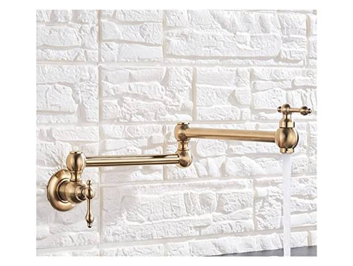 Küchenarmatur, Einhebel-Drehklappauslauf, Badezimmer-Küchenarmatur, Wandmontage, kaltes Wasser, Waschbeckenhahn, Chrom/Schwarz/Nickel gebürstet/Golden(Golden A)
