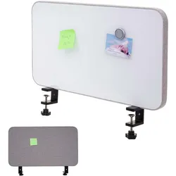 Tisch-Whiteboard HWC-G74, Büro-Sichtschutz Trennwand Schreibtisch Magnettafel Pinnwand, Stoff/Textil ~ 60x35cm grau