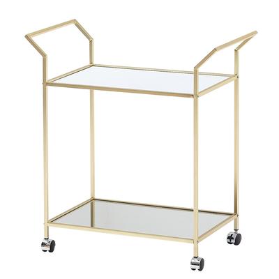 Servierwagen FineBuy Teewagen Gold Beistelltisch Rollen Speisewagen Glas Metall