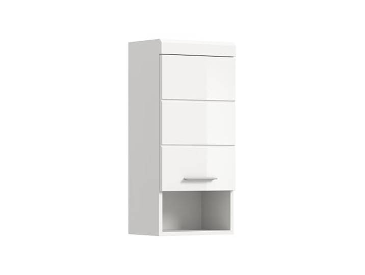 xonox.home - Hängeschrank Linus 30x77x23 cm in weiß und weiß Hochglanz - Badezimmerkombination Badmöbel Badset - Pflegeleichte Oberfläche funktional und hochwertig verarbeitet