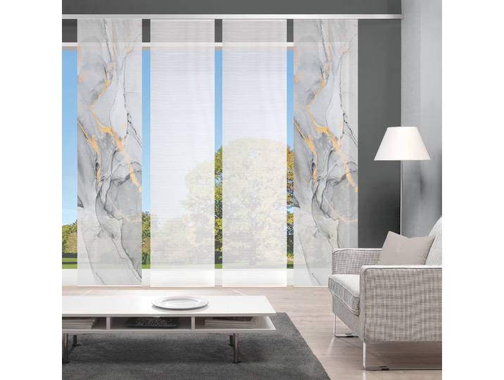 Panneau japonais Marmosa II 60 x 260cm Gris/Gris Lot de