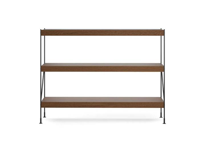 Audo Copenhagen Zet Regalsystem Oak dark stained, 1 x 3, black steel base