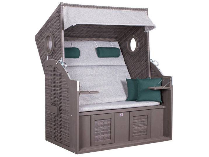 Gardenson Strandkorb, Grau, Pinie, 140x160x80 cm, Gartenmöbel, Gartenschaukeln, Strandkörbe