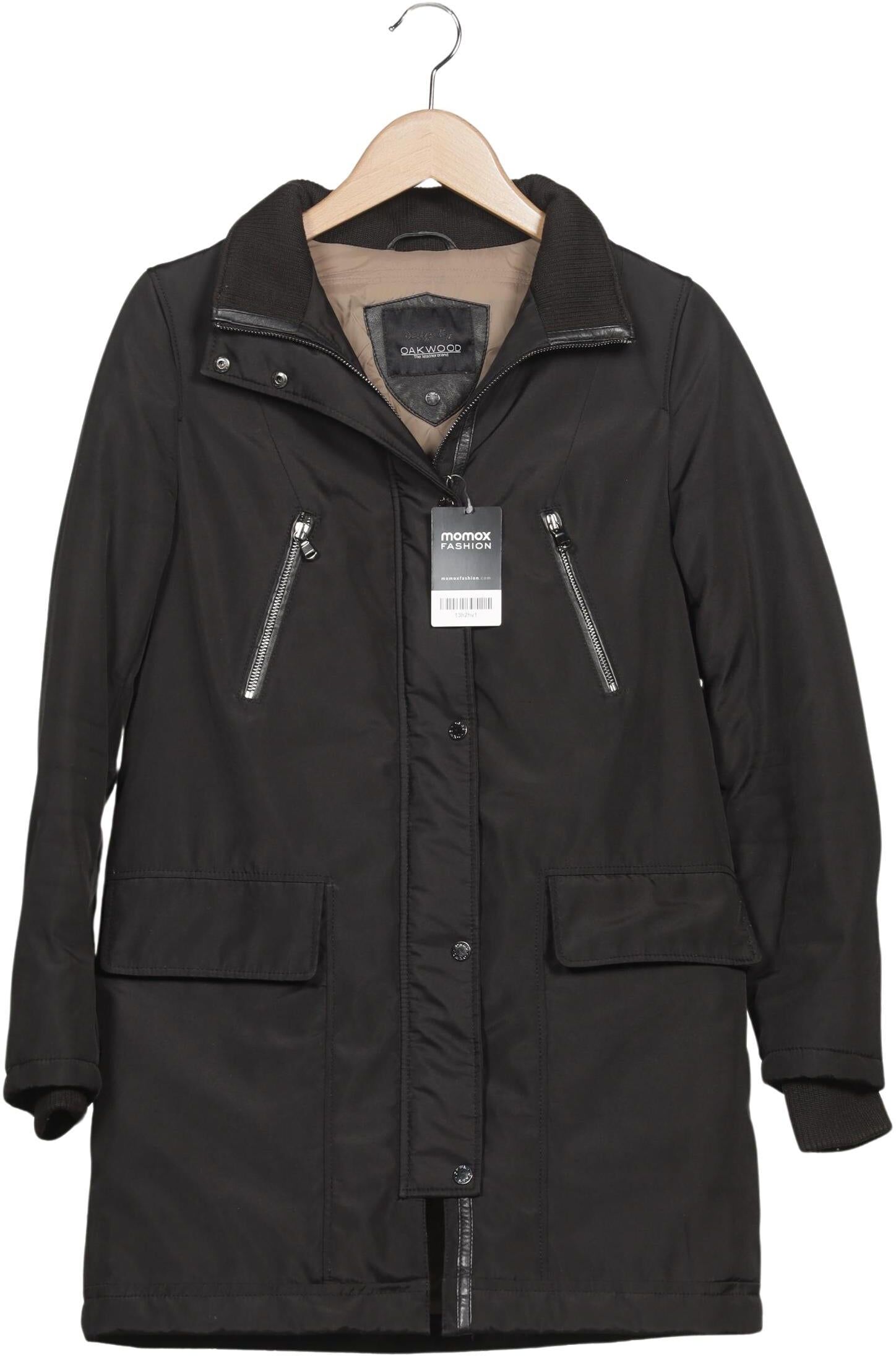 Oakwood Damen Mantel, Schwarz, Gr. M, Synthetik / Leder - Second Hand