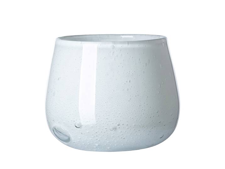 Tischvase FINK MARLY , weiss (weiß), B:13,5cm H:11cm T:13,5cm Ø:13,5cm, Glas, Vasen, Tischvase, wasserdicht, durchgefärbt, mundgeblasen
