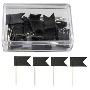 Alco Markierungsfahnen 711, schwarz, Fahne 17x10 mm, für Landkarte & Pinnwand 20 Stück