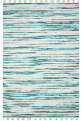 SAFAVIEH Handmade Rag Rug with Fringe Valborg Casual Stripe Cotton Rug with Fringe