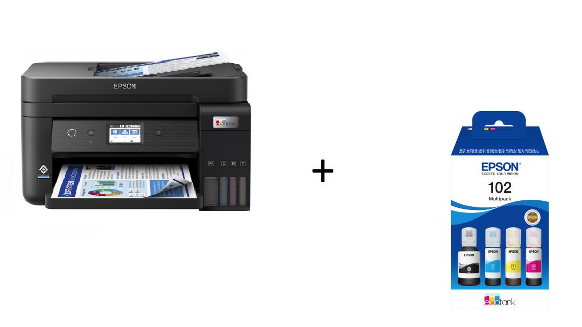 Epson EcoTank ET-4850 Tintenstrahl-Multifunktionsgerät + Original Set Nachfülltinte C11CJ60402