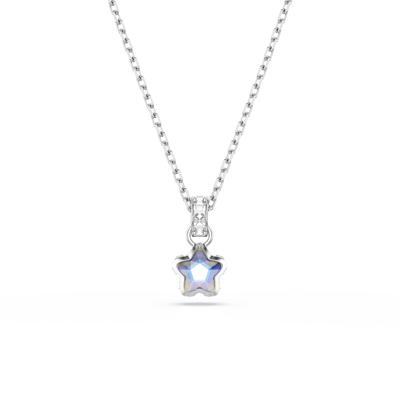 Kette mit Anhänger SWAROVSKI "Schmuck Geschenk CHROMA Halskette", blau (metallfarben, kristallweiß, aurore boreale), Halsketten, Damen, Metall, mit Swarovski Kristall