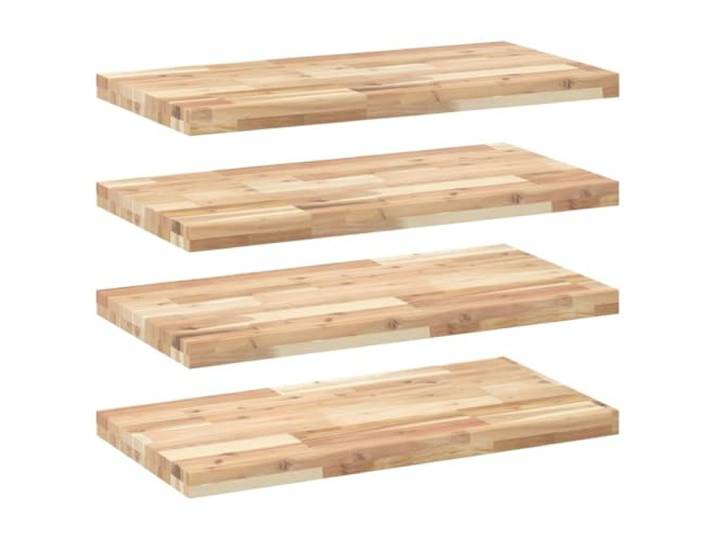 HAQWRDQSG 4er Set Schweberegale Massivholz Akazie 60x40x4 cm Unbehandelt Vielseitiges Wandboard Set für Wohnzimmer, Küche und Flur: Natürliche Holzmaserung zur individuellen Gestaltung daheim.
