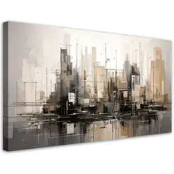 LEINWANDBILD Stadt Abstraktion Braun Stadtlandschaft 120x60cm