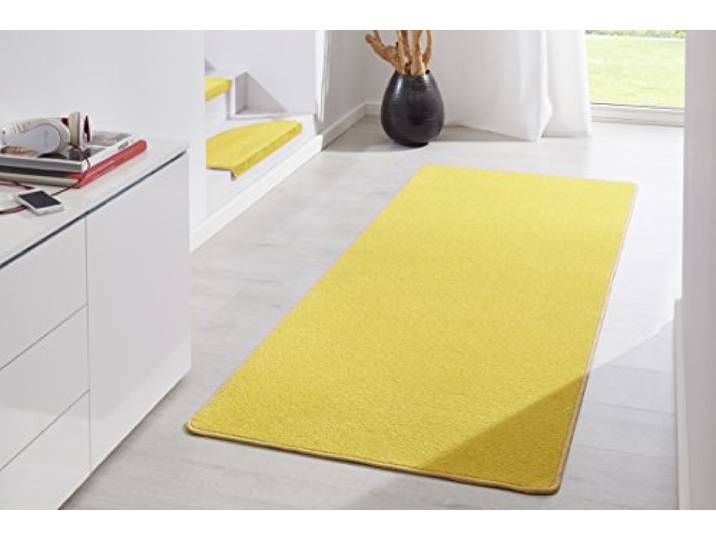 Hanse Home Indoor Teppich Fancy – Wohnzimmerteppich einfarbig Modern Velours Teppich für Esszimmer, Wohnzimmer, Kinderzimmer, Flur, Schlafzimmer, Küche – Gelb, 80x200cm