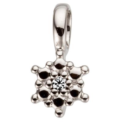 Kettenanhänger JOBO "Kleiner Anhänger 9 mm mit Diamant", weiß (weißgold 585), Schmuckanhänger, Damen, Diamanten Weißgold 585, Diamanten, Weißgold 585, Kettenanhänger, 14 Karat 585 Weißgold