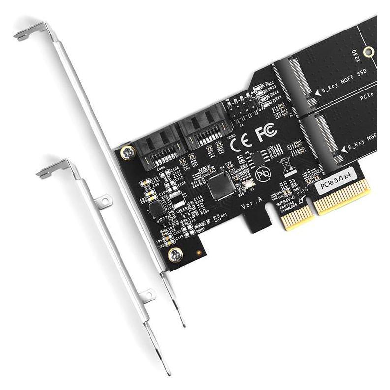 Axagon PCES-SA4M2 PCIe Controller 2x internal SATA 6G port + 2x internal M.2 B-key SATA port + LP (PCES-SA4M2)
