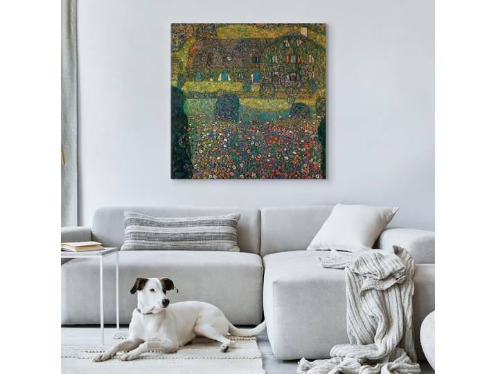 Toile Maison de campagne Feutre Vert/Vert 40 x 40cm