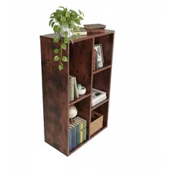 Relaxdays Bücherregal, 5 Fächer, HBT 80 x 50 x 24 cm, Vintage Holzoptik, Bücher, Ordner & Medien, Wohnzimmerregal, braun