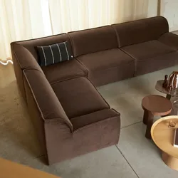 Quinto - Modulares Ecksofa aus braunem Stoff, 5 Sitzer
