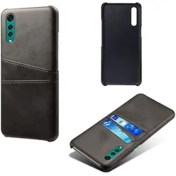 Screenguard LG Velvet CardCaddy Leder Backcase mit Kartenfächern (LG Velvet), Smartphone Hülle, Schwarz