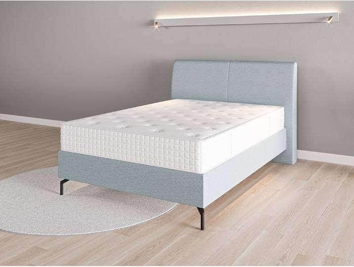Boxspringbett 140x200 Nr. 2 - Blau (Pastellblau) - Feiner Strukturstoff