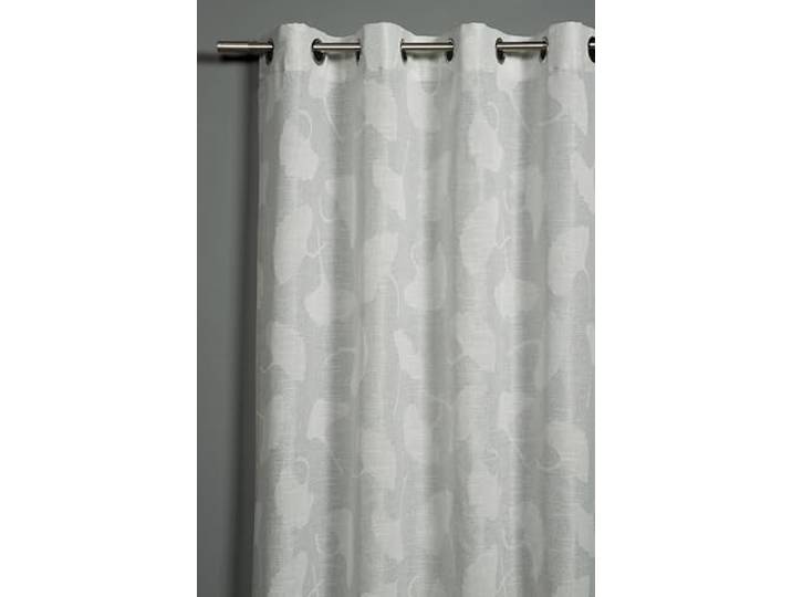 Sehlbach Fertiggardine mit Ösen, Gingko-Blattmuster, Grau, 140 x 48 cm Gardinen, Jacquard-Webart, Lichtdurchlässig, Blickdicht, Öko-Tex Zertifiziert, Elegante Präsenz