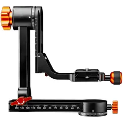 Walimex pro pro Gimbal Head A20 Aluminium (3-Wege-Neiger), Stativkopf, Schwarz, Orange