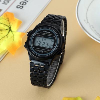 Fusion Finds Digital Watch For Women Retro Stainless Steel Strap Waterproof LED Sports Wristwatch black