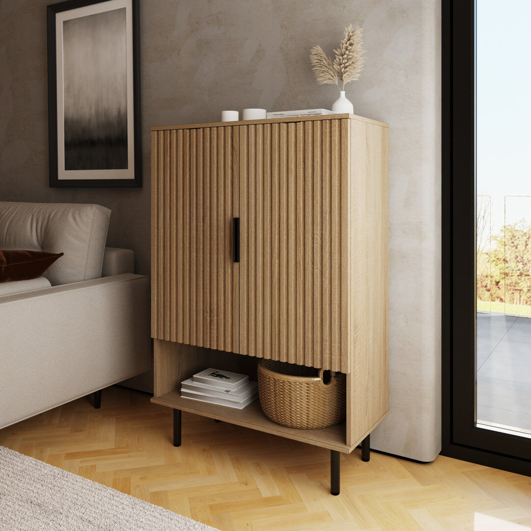 17 Stories Tarel 15 Pair Shoe Storage Cabinet Oak/Black 15