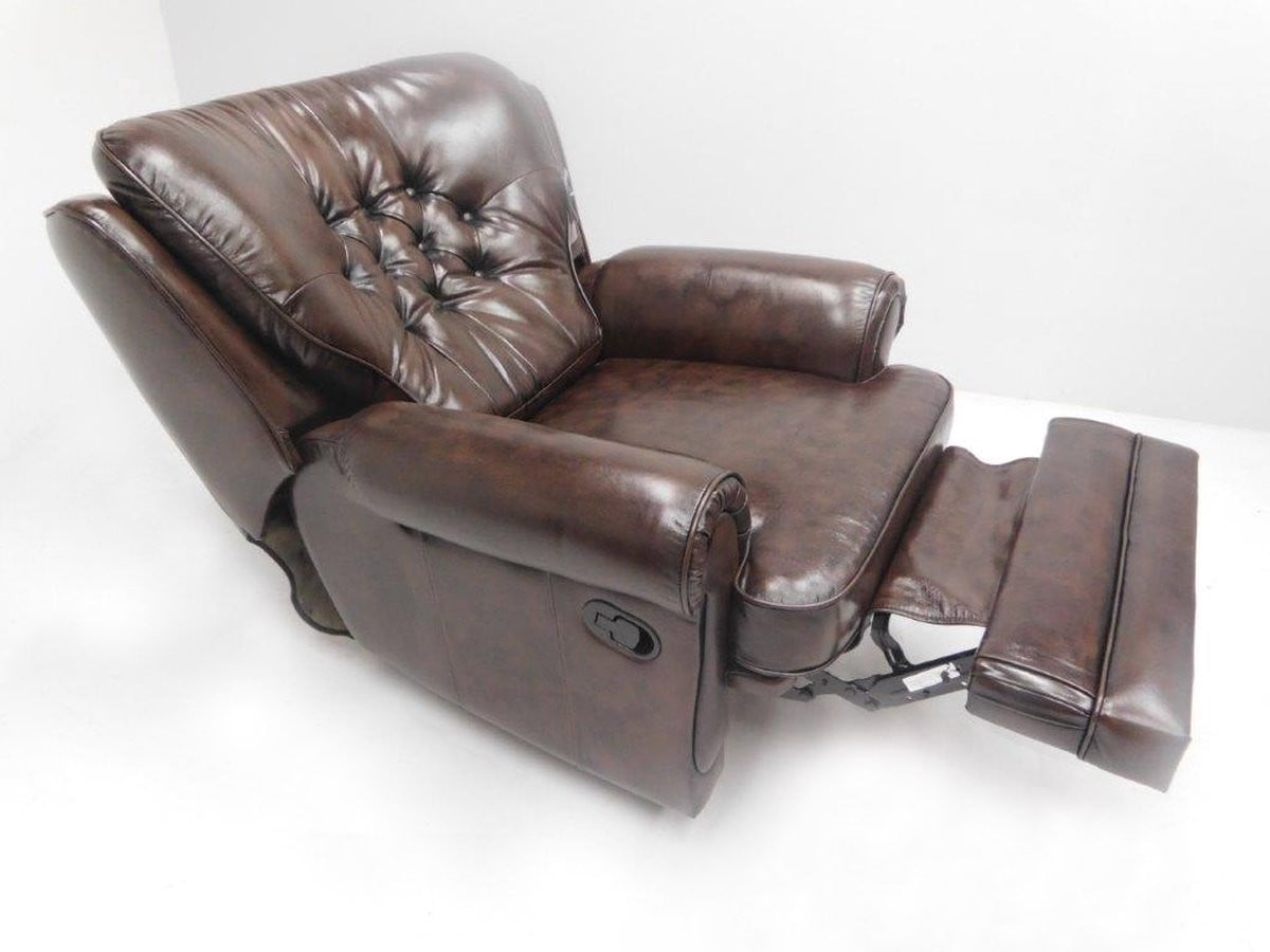 Chesterfield Relaxfauteuil STING hand verstelbaar Handwish leder Donkerbruin