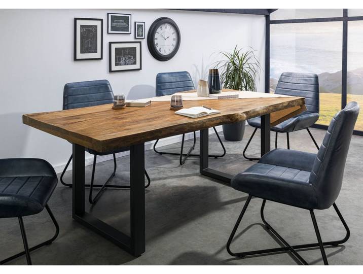 Baumtisch Mango 180x90x77 natur lackiert / U-Beine anthrazit matt FREEFORM 5