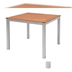 METRO PROFESSIONAL Bistrotisch Lynx, Alu/Eukalyptusholz, 90 x 90 cm, quadratisch, silber
