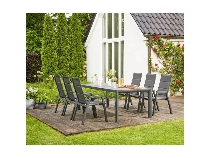 GARTENTISCHGRUPPE MILANO S.SET + SILVA 7TLG