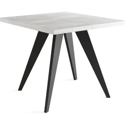 ESSTISCH Quadro quadratischer ausziehbarer, Grauer Beton 100-200/100/76 cm