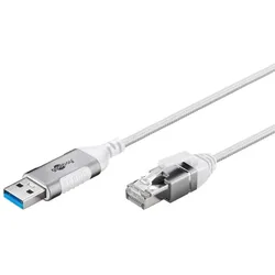 Goobay Ethernet-Kabel USB-A 3.0 auf RJ45, Slim, 10 m (USB 3.0), Netzwerk Adapter, Weiss
