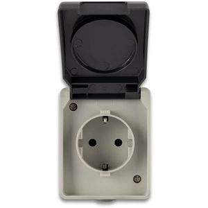 REV-Ritter Steckdose AquaBase, IP44, Aufputz, 1-fach, grau, Feuchtraum, waagerecht