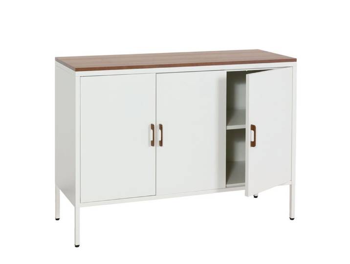 Commode metallique moderne 90x120 cm 3 portes avec etageres reglables 04_0006512