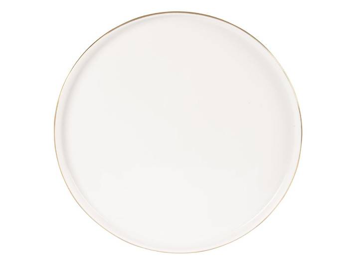 Flacher Porzellanteller, weiß und goldfarben