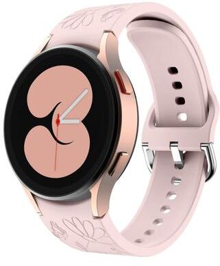 Everyday Crate Samsung Galaxy Watch 6 Silicone Watch Band Butterfly Flower Embossed Soft Replacement Strap pink