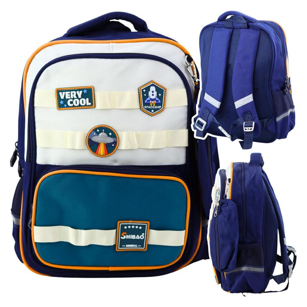 [n]fibrecare Schulrucksack Space Patches mit Federmäppchen Marineblau 16L (16 l) (58762749)